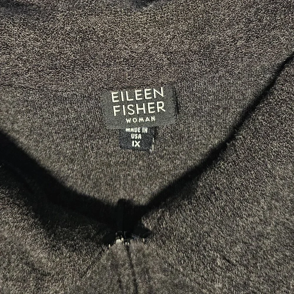 Eileen Fisher Full Zip 100 Wool Jacket Women Size 1X Dark Gray Pockets